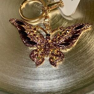 Butterfly Keychain with Gold and Purple Accents